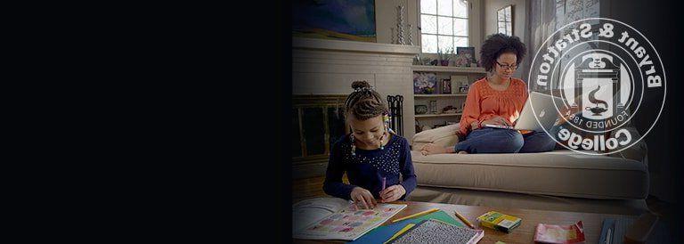 Mother taking Online classes at home with daughter